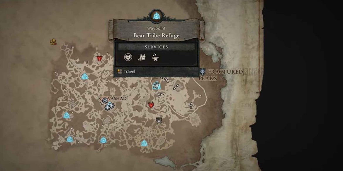 Ponto de referência do Bear Tribe Refuge em Diablo 4
