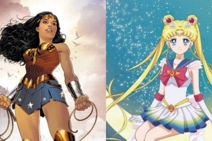 Imagem em destaque: Mulher Maravilha com seu laço da verdade (esquerda);  Sailor Moon sentada em uma lua crescente (à direita)